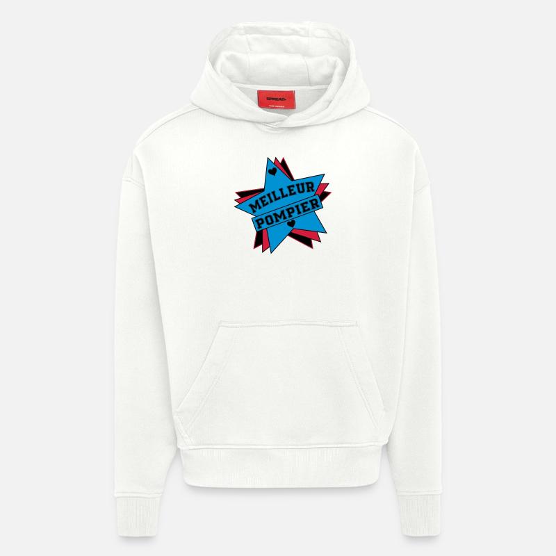 MEILLEUR POMPIER - Sweat à capuche bio épais oversize fabriqué en UE - OFF WHITE