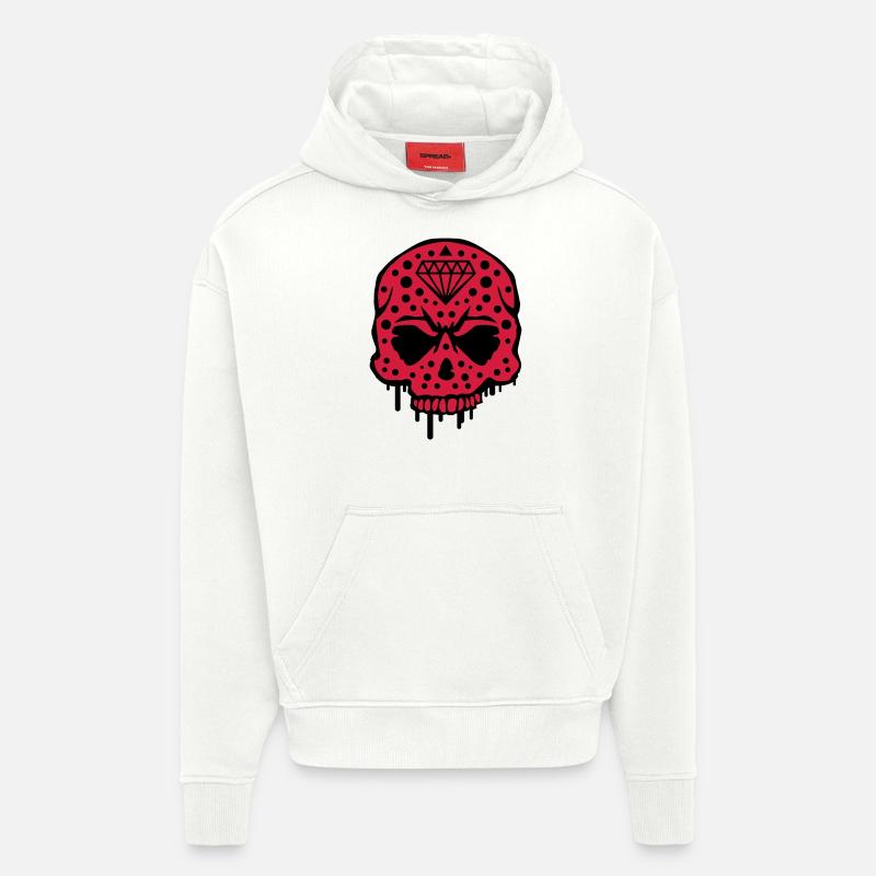 skull_diamond_graffiti_ce2 - Sweat à capuche bio épais oversize fabriqué en UE - OFF WHITE