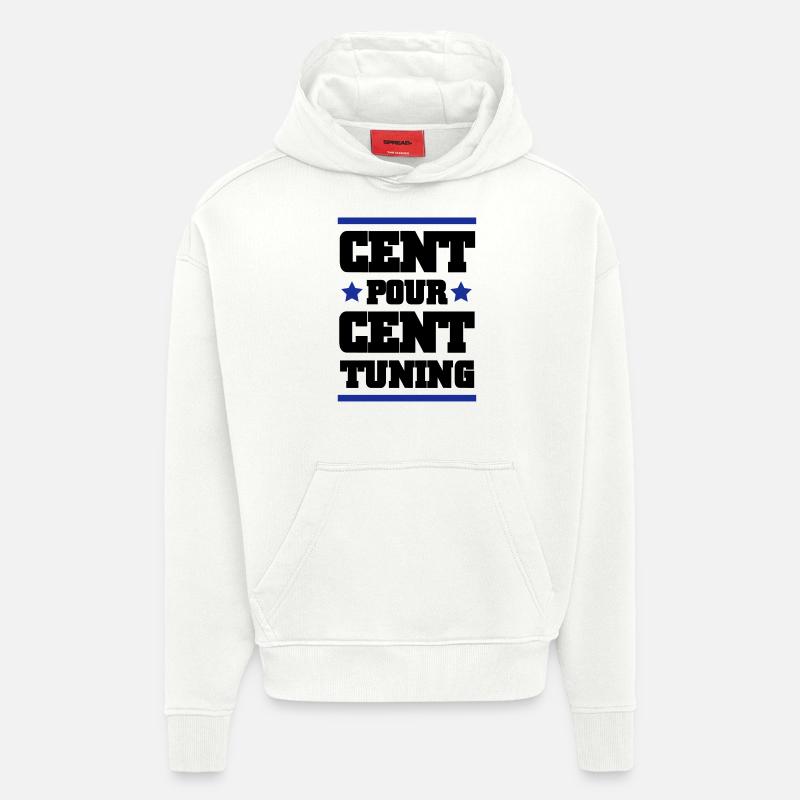CENT POUR CENT TUNING - Sweat à capuche bio épais oversize fabriqué en UE - OFF WHITE