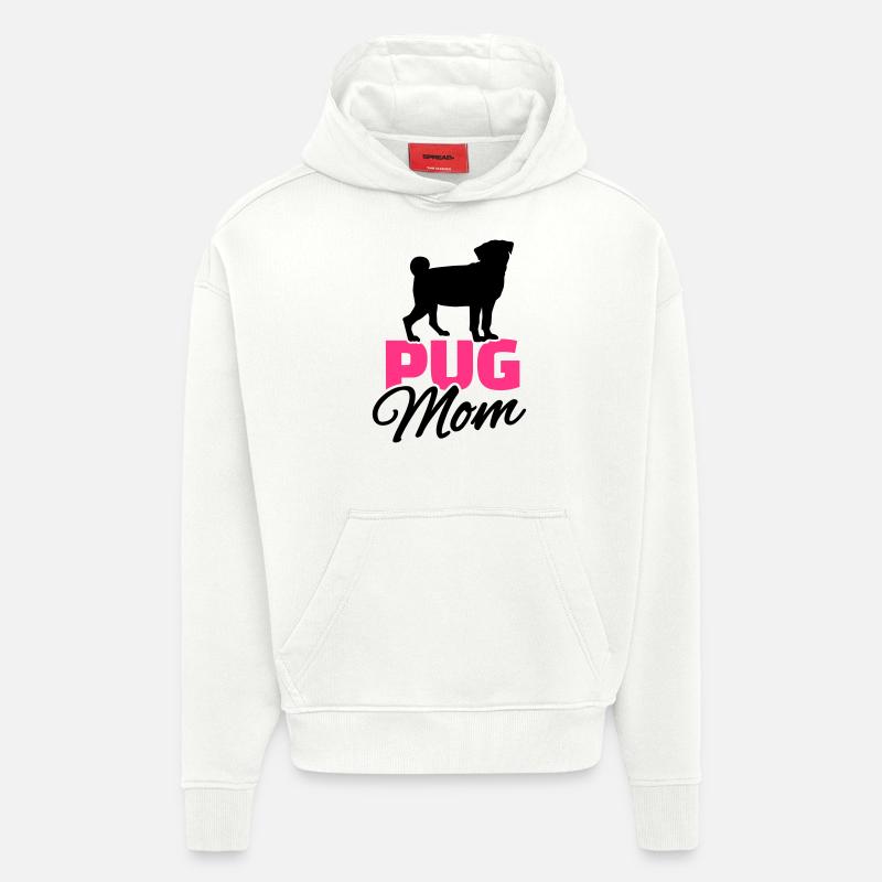 Pug Mom - Sweat à capuche bio épais oversize fabriqué en UE - OFF WHITE
