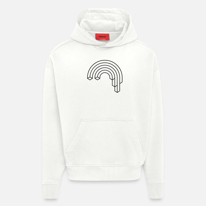 Hipster arc-en-cascade Illusion - Sweat à capuche bio épais oversize fabriqué en UE - OFF WHITE