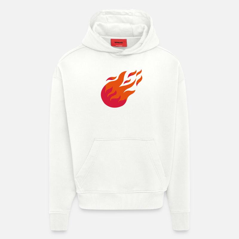fireball_2 - Sweat à capuche bio épais oversize fabriqué en UE - OFF WHITE