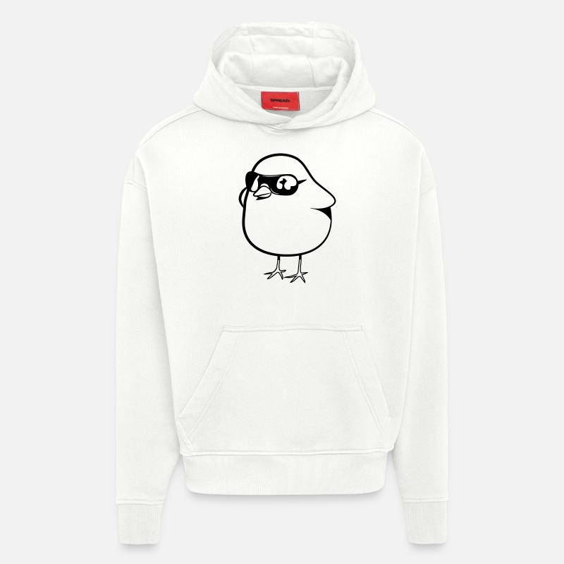 symbole douce poussin - Sweat à capuche bio épais oversize fabriqué en UE - OFF WHITE