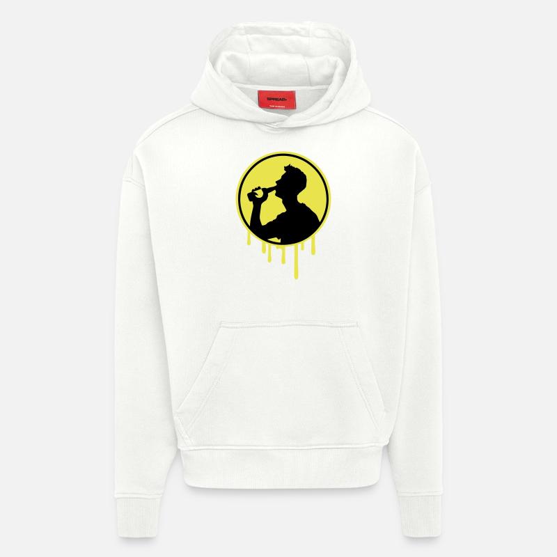 Flasche Bier Trinken - Hoodie- made by SPREAD  - OFF WHITE