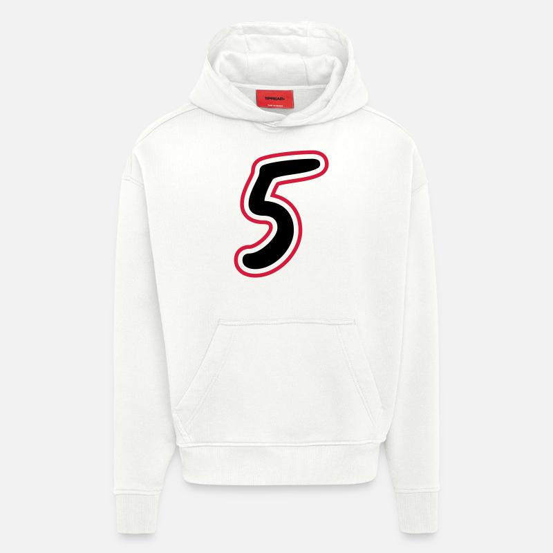 5 Symbole numérique - Sweat à capuche bio épais oversize fabriqué en UE - OFF WHITE
