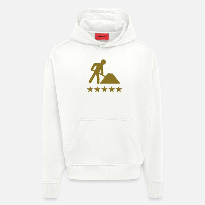 building site working deluxe - Sweat à capuche bio épais oversize fabriqué en UE - OFF WHITE