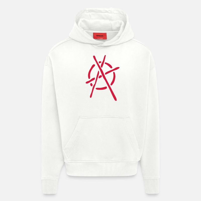 anarchy logo stencil - Sweat à capuche bio épais oversize fabriqué en UE - OFF WHITE