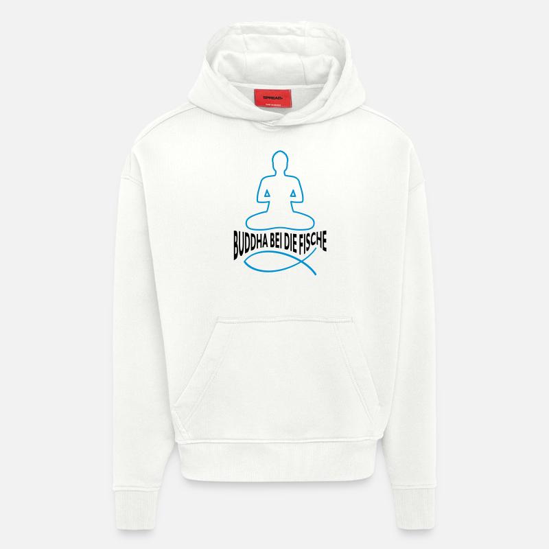 BOUDDHA DANS LE POISSON - Sweat à capuche bio épais oversize fabriqué en UE - OFF WHITE