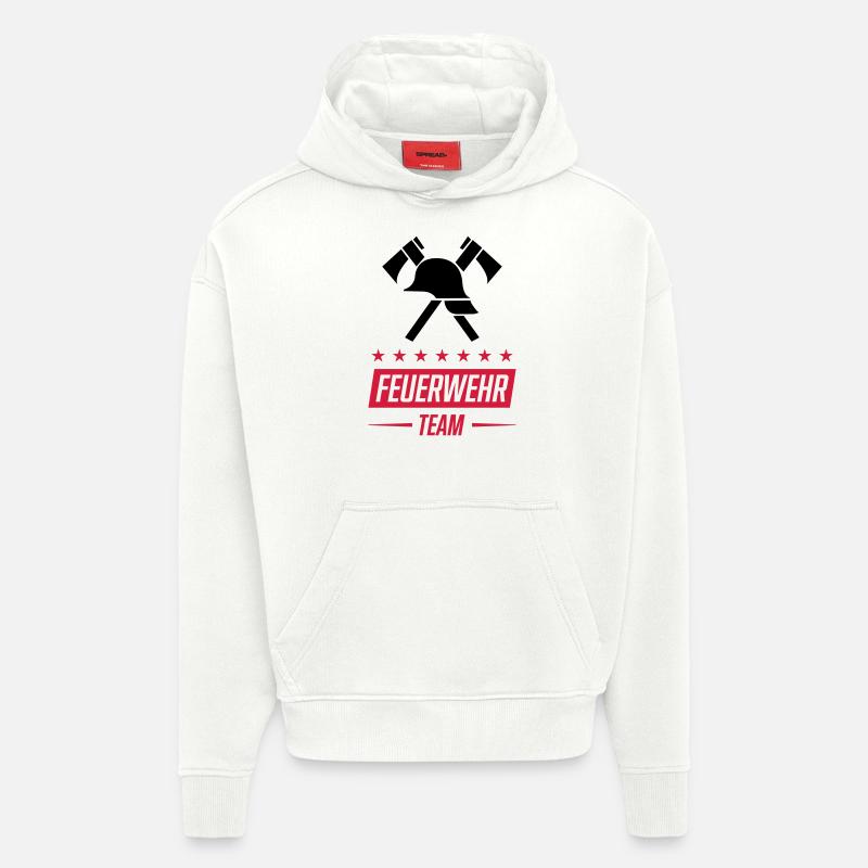Équipe des pompiers - Sweat à capuche bio épais oversize fabriqué en UE - OFF WHITE