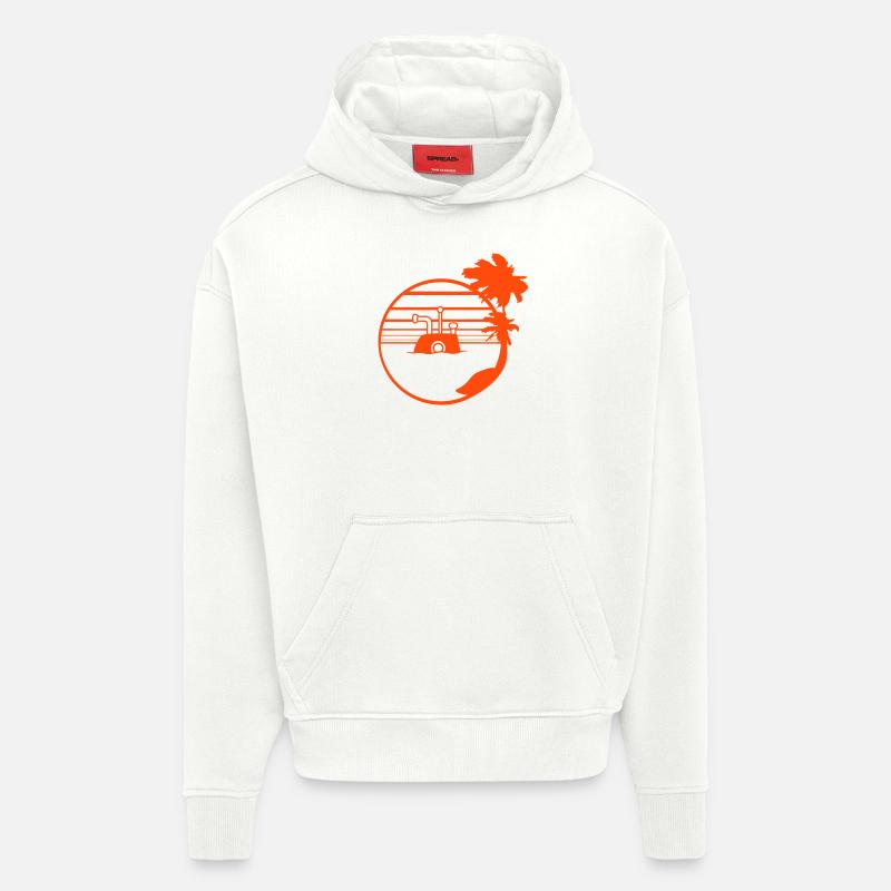 Plongée sous-marine Bateau sous-marin - Sweat à capuche bio épais oversize fabriqué en UE - OFF WHITE