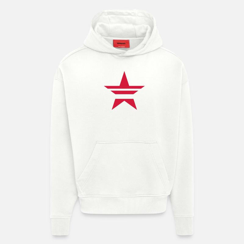 SHARP découpe rouge STAR - Sweat à capuche bio épais oversize fabriqué en UE - OFF WHITE