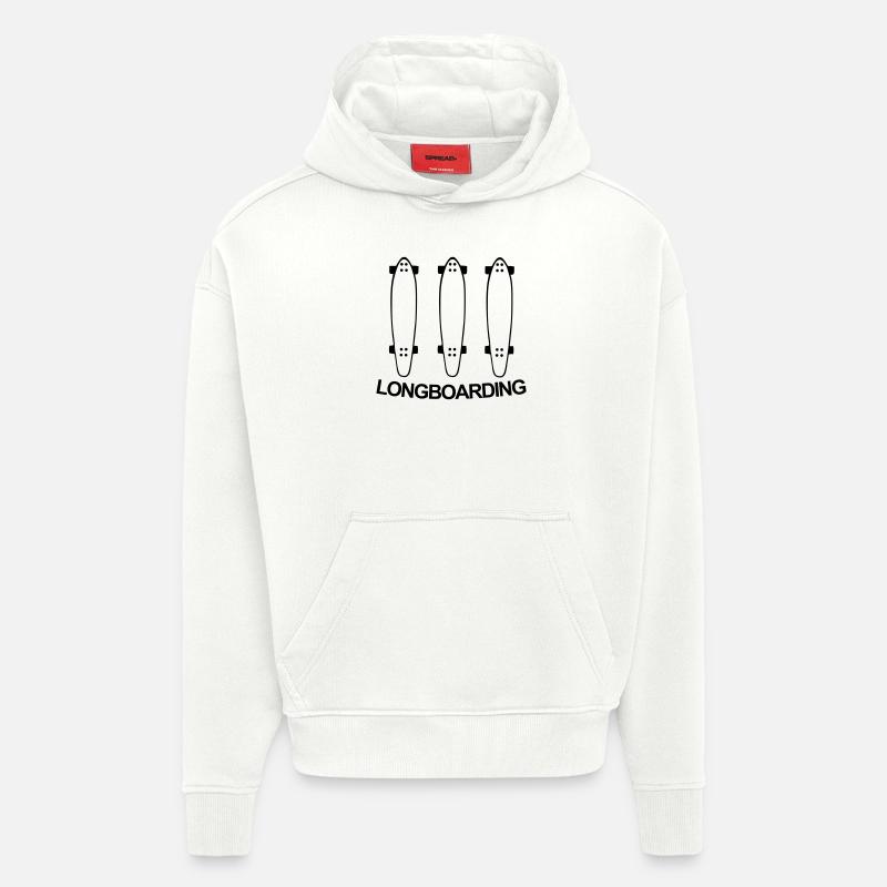 Longboard,longboarder,longboard, planche à roulett - Sweat à capuche bio épais oversize fabriqué en UE - OFF WHITE