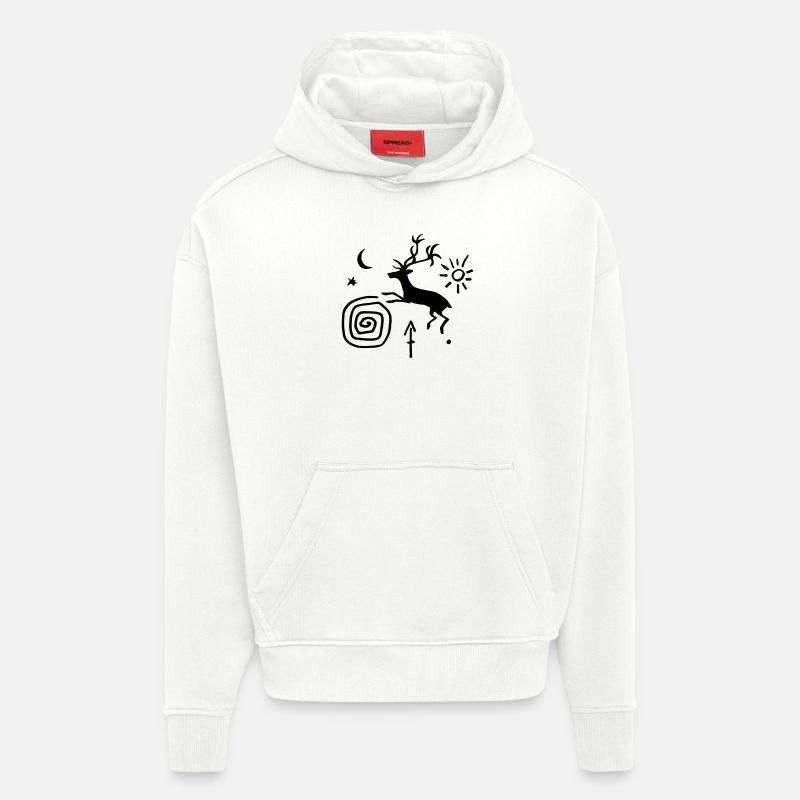 Cavern signes - Sweat à capuche bio épais oversize fabriqué en UE - OFF WHITE