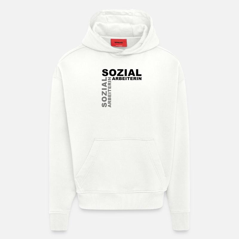 Travailleur social - V2 - Sweat à capuche bio épais oversize fabriqué en UE - OFF WHITE