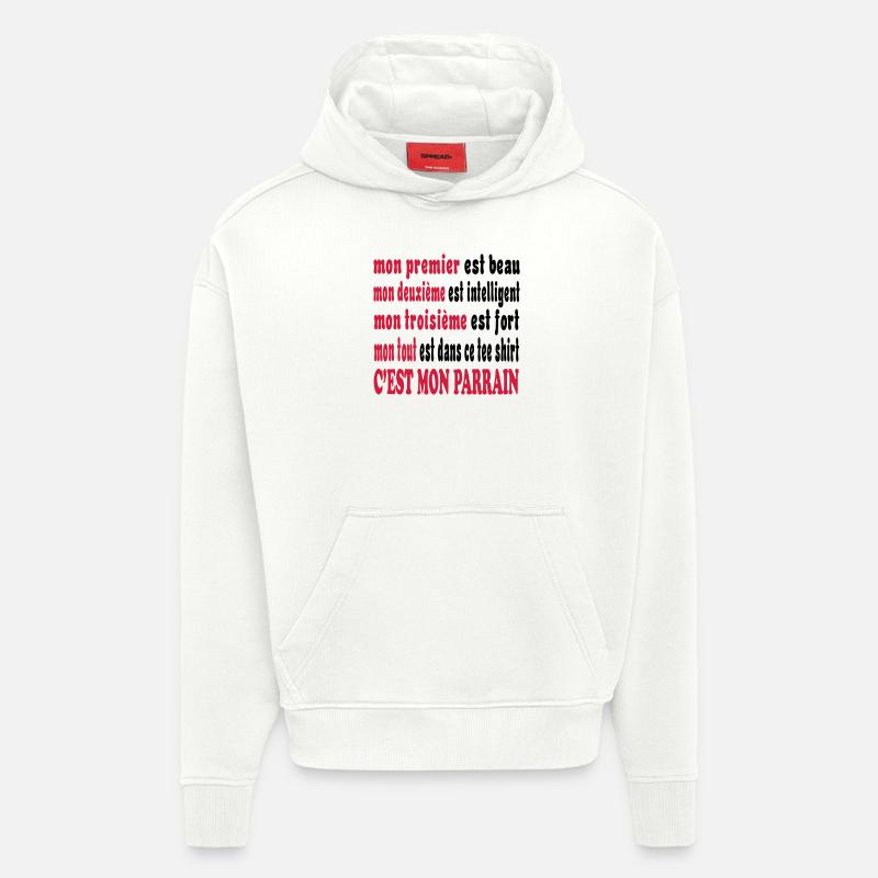 Mon PARRAIN - Sweat à capuche bio épais oversize fabriqué en UE - OFF WHITE