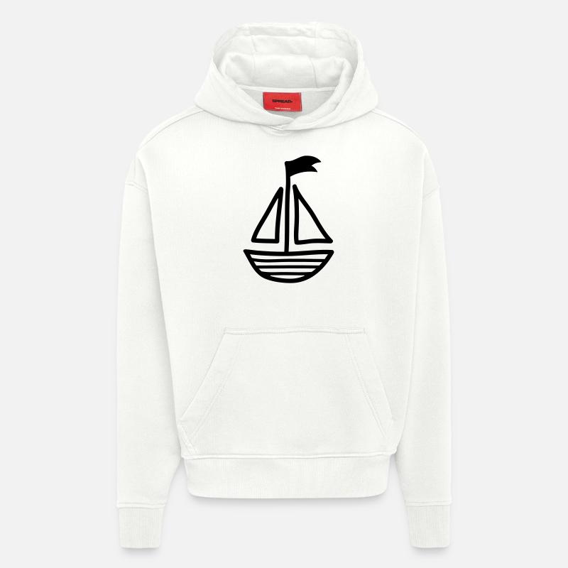 Segelboot - Line - Hoodie- made by SPREAD  - OFF WHITE