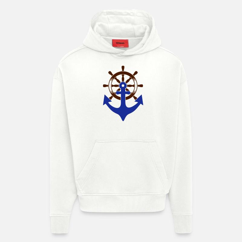 Steuerrad Anker groß Capitain - Hoodie- made by SPREAD  - OFF WHITE