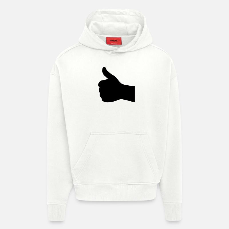 pouce vers le haut - Sweat à capuche bio épais oversize fabriqué en UE - OFF WHITE
