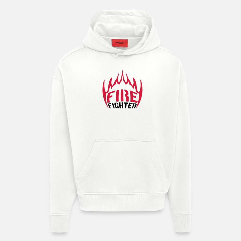 Des flammes de feu pompier - Sweat à capuche bio épais oversize fabriqué en UE - OFF WHITE