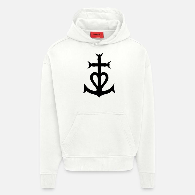 Croix camarguaise - Sweat à capuche bio épais oversize fabriqué en UE - OFF WHITE