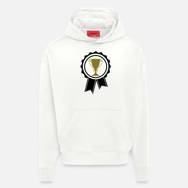pokal_abzeichen_02 - Sweat à capuche bio épais oversize fabriqué en UE - OFF WHITE
