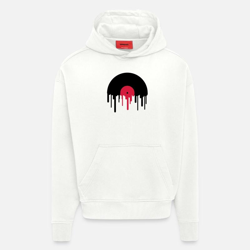 record_disc - Sweat à capuche bio épais oversize fabriqué en UE - OFF WHITE
