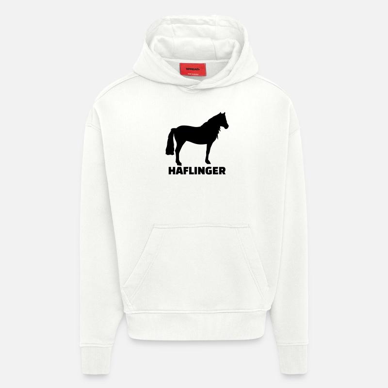 Haflinger cheval - Sweat à capuche bio épais oversize fabriqué en UE - OFF WHITE