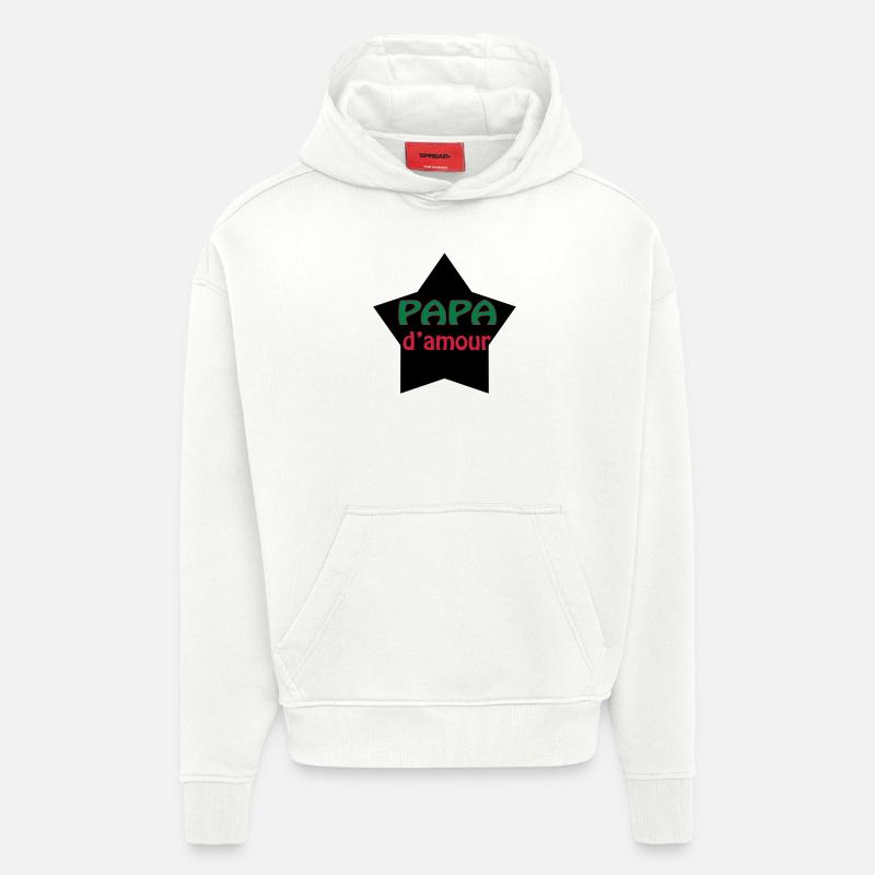 Papa d'amour - Sweat à capuche bio épais oversize fabriqué en UE - OFF WHITE