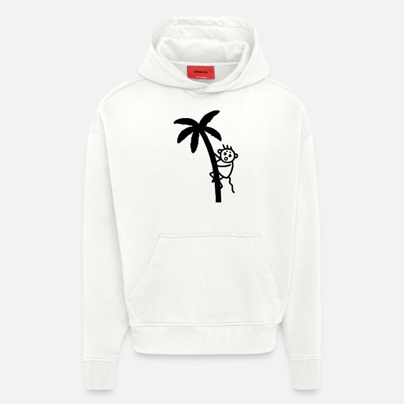 Monkey climbs on palm - Hoodie- made by SPREAD  - OFF WHITE