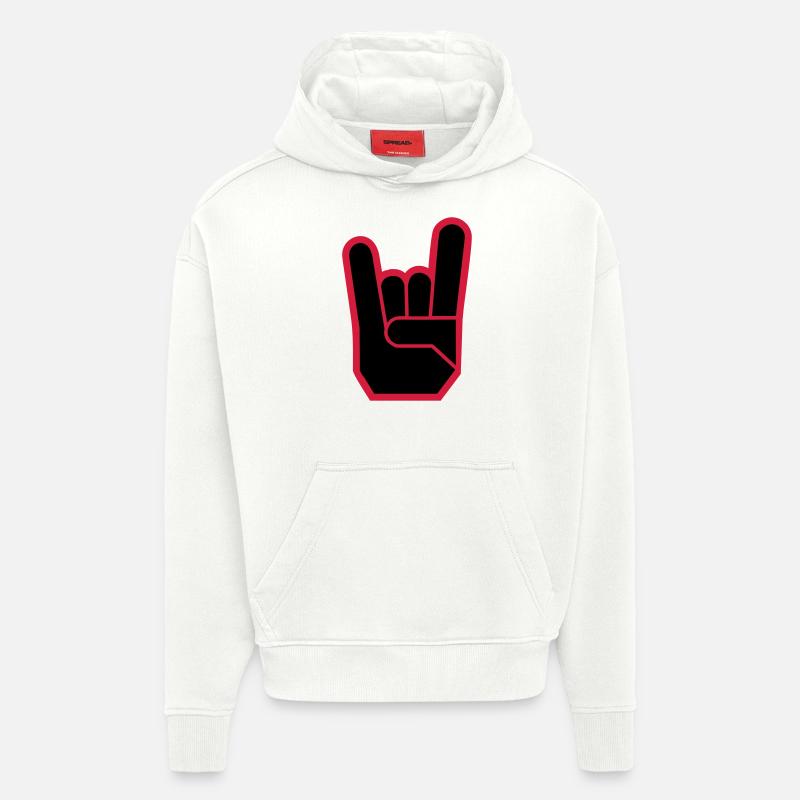 Rock Hand Pommesgabel Devilhand - Sweat à capuche bio épais oversize fabriqué en UE - OFF WHITE