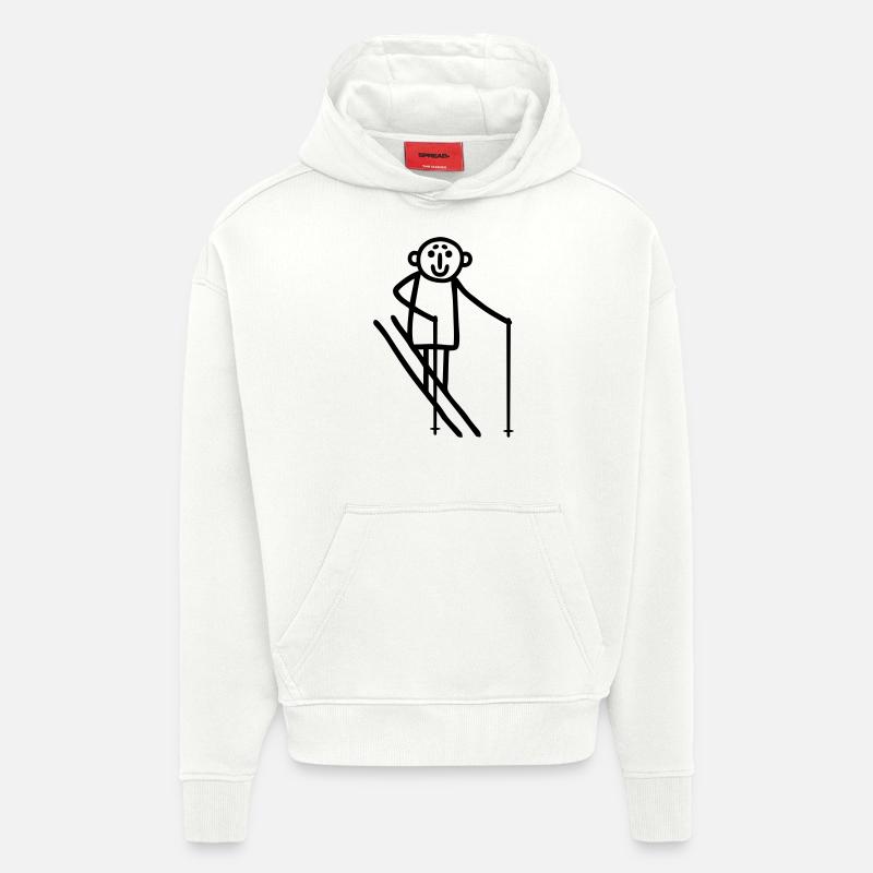 Strichmännchen Skifahrer - Hoodie- made by SPREAD  - OFF WHITE