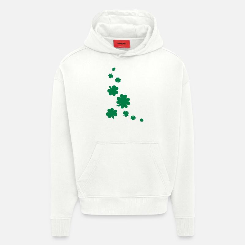 Shamrocks - Sweat à capuche bio épais oversize fabriqué en UE - OFF WHITE