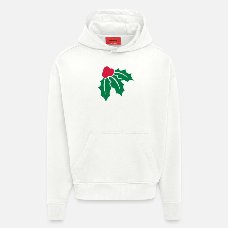 Noël houx 2 - Sweat à capuche bio épais oversize fabriqué en UE - OFF WHITE