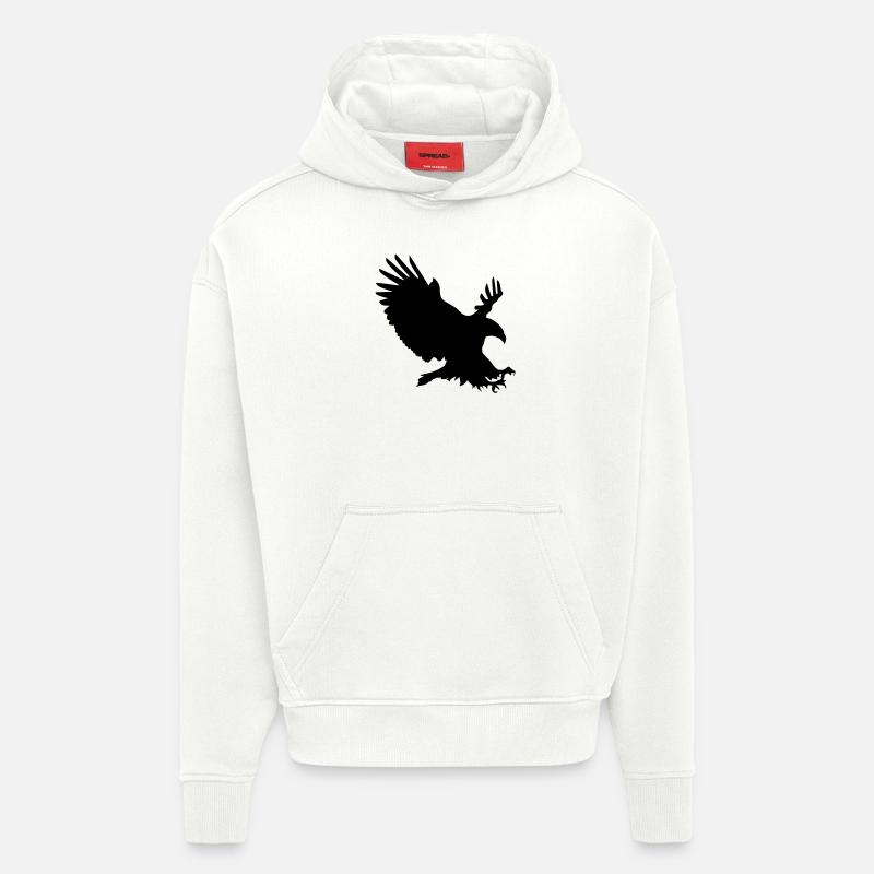 Aigle en vol - Sweat à capuche bio épais oversize fabriqué en UE - OFF WHITE