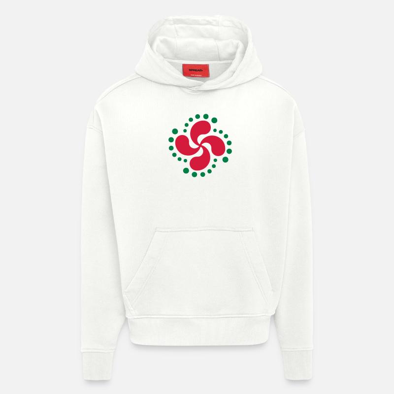 Croix Basque - Lauburu 09 - Sweat à capuche bio épais oversize fabriqué en UE - OFF WHITE