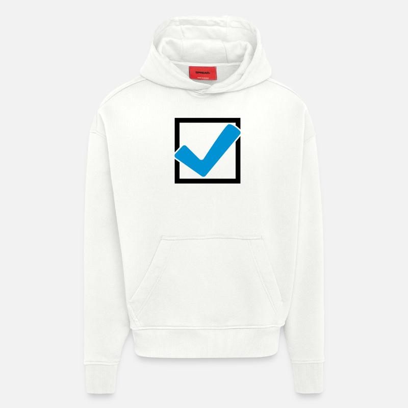 Crochet rectangulaire logo - Sweat à capuche bio épais oversize fabriqué en UE - OFF WHITE