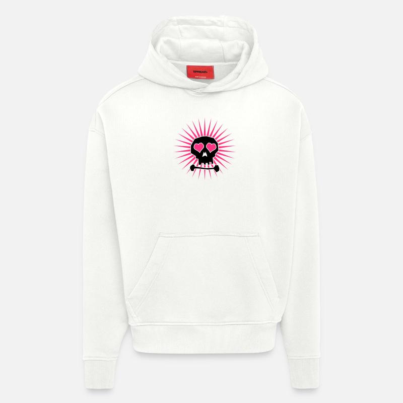 Pink Skull - Sweat à capuche bio épais oversize fabriqué en UE - OFF WHITE
