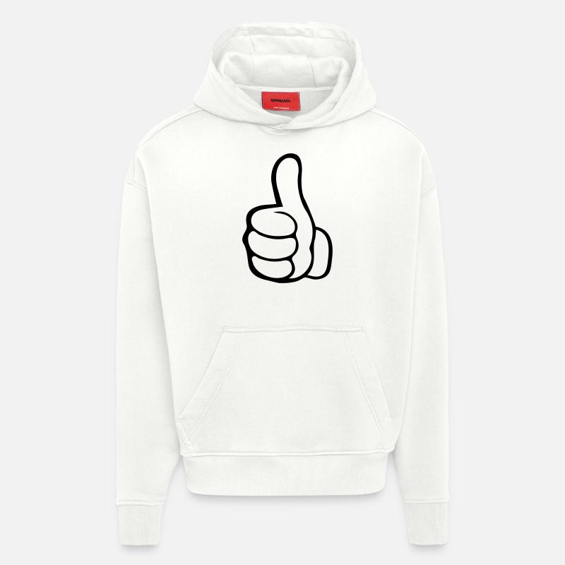 Pouce levé de la main - Sweat à capuche bio épais oversize fabriqué en UE - OFF WHITE