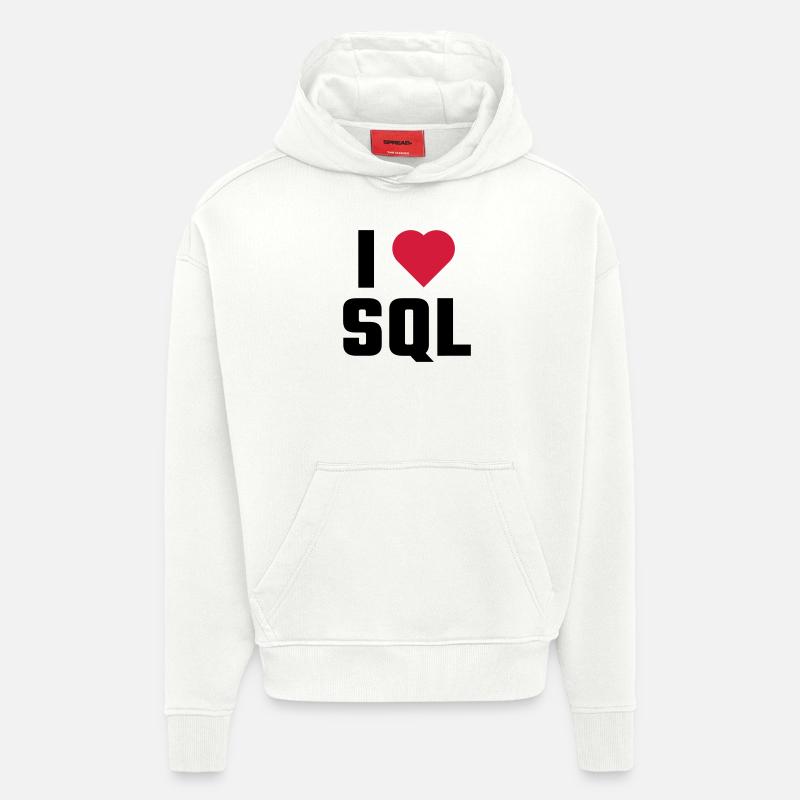 J'aime SQL - Sweat à capuche bio épais oversize fabriqué en UE - OFF WHITE