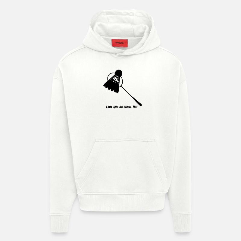 Faut que ca cogne - Sweat à capuche bio épais oversize fabriqué en UE - OFF WHITE
