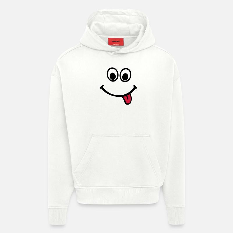 Smiley - Sweat à capuche bio épais oversize fabriqué en UE - OFF WHITE