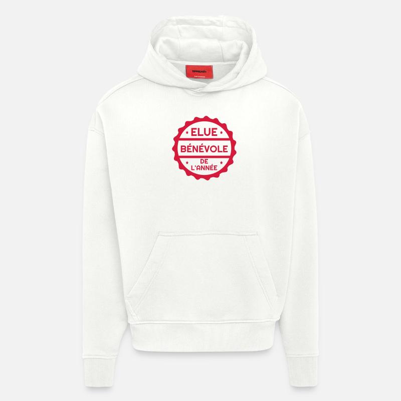 Bénévole / Humanitaire / Solidaire / Aide - Sweat à capuche bio épais oversize fabriqué en UE - OFF WHITE