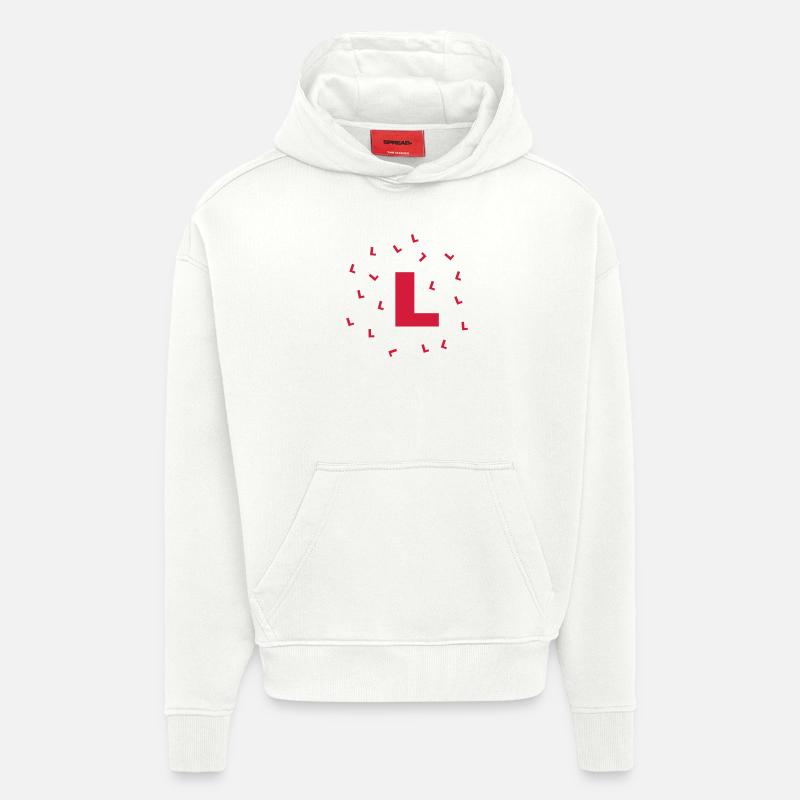L plats (nuit de poule) - Sweat à capuche bio épais oversize fabriqué en UE - OFF WHITE