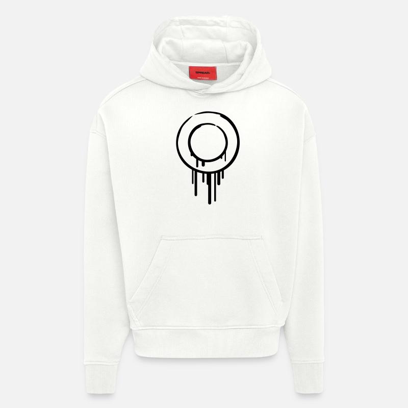 circle_rings_graffiti - Sweat à capuche bio épais oversize fabriqué en UE - OFF WHITE