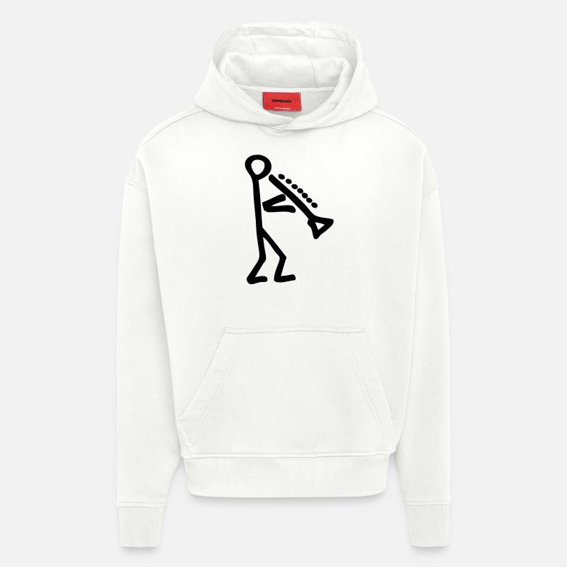 Musikant mit Klarinette - Hoodie- made by SPREAD  - OFF WHITE