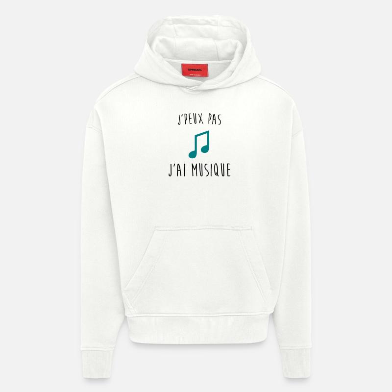 j'peux pas j'ai musique - Sweat à capuche bio épais oversize fabriqué en UE - OFF WHITE