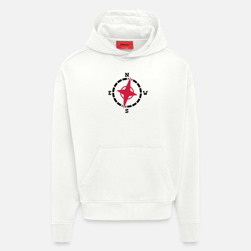 kompass_1__f2 - Sweat à capuche bio épais oversize fabriqué en UE - OFF WHITE