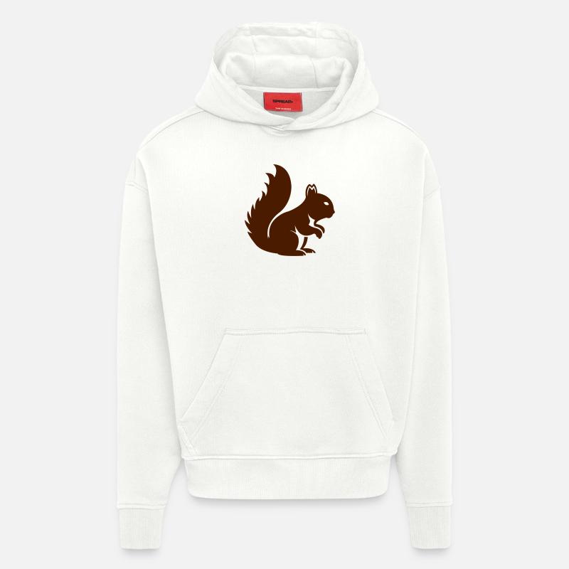 Écureuil Animal - Sweat à capuche bio épais oversize fabriqué en UE - OFF WHITE