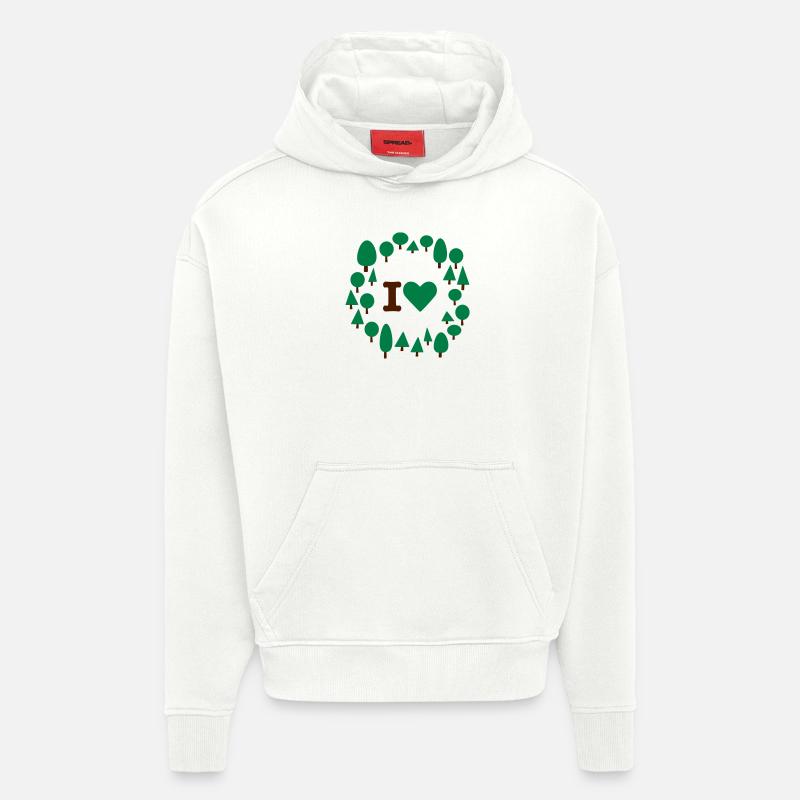 I heart trees - Sweat à capuche bio épais oversize fabriqué en UE - OFF WHITE
