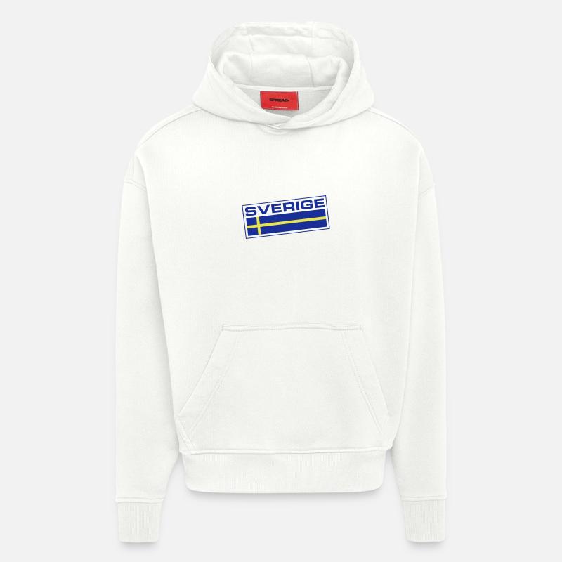 Drapeau de la Suède - Sweat à capuche bio épais oversize fabriqué en UE - OFF WHITE
